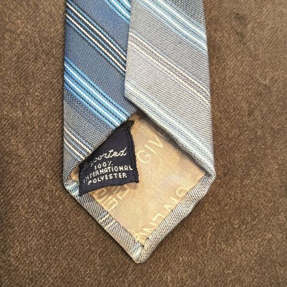 Vintage Givency Gentleman Paris For Carter Holmes Blue & Gray Striped Tie 54” - Picture 10 of 13